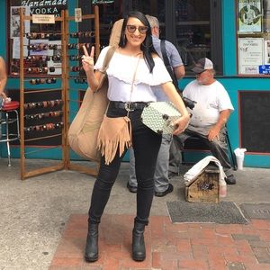 LA Hearts White Crop Top